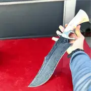 Custom Handmade Damascus Steel Bowie Knife born Handle With Cover