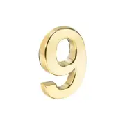 Self Adhesive House Number 1.97 Inch ABS Number 9 for Hotel Mailbox Gold Tone