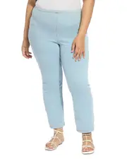 Lysse Plus Crystal Embellished Ankle Baby Boot Jeans in Tinted Blue