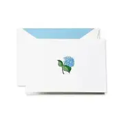 Crane & Co. Pearl White Hand Engraved Blue Hydrangea Note - 10 Pack