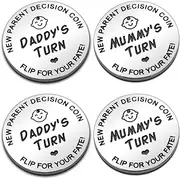 2 PCS Stainless Steel Double Sided Decision Coins，Pregnancy Gifts New Dad Mom Gifts,New parents who are parents for The first time, Christmas, Couple's Day, Halloween, Thanksgiving gifts