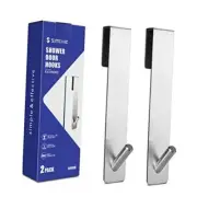 Extended Shower Door Hooks (7-Inch), Over Door Hooks for Bathroom Silver