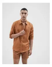 [Unison] Linen Regular Fit Shirt in Burnt Sienna