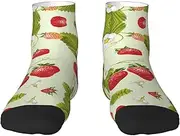 [JBYJBX] Lovely Strawberry Print Adult Socks Womens Mens Workout Thermal Cozy All-Season Gift Holiday Articles Use