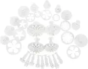 LIFKOME 33pcs Pottery Tool Rubbing Decorating Kit Decorating Tools Sculpting Kit Sculpting Tools Cake Decorating Mold Flower Fondant Mold Cake Mold White