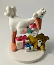 Vintage 1992 Baby Shower Stork Gifts Cake Topper PVC Figure Bundles Applause 3"