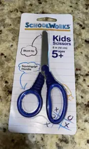 SchoolWorks 5-Inch Kids Scissors Blunt-Tip Squishgrip Handle Blue (12cm) Ages 5+