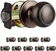 Ilyapa Passage Door Knob for Hall/Closet - Colonial, Oil Rubbed Bronze Interior Keyless Non Locking Round Handle, Oil Rubbed Bronze Bedroom Door Knobs Interior, 10 Pack