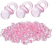 HEALSOPTHY 100Pcs Girl Pacifiers Acrylic Mini Pacifiers for Shower Decorations Washable Reusable Smooth Texture for Shower Favors and Games