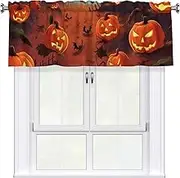 LHBWCVN Halloween Valances for Windows, Rod Pocket Window Treatment Drapes Farmhouse Kitchen Curtains Short Blackout Window Curtains for Living Room Bedroom Decor 54x18 Inch