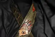Leather guitar strap custom tooled hand made "Outlaw Series 2"