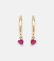 [Octavia Elizabeth] Octavia Elizabeth Charmed Micro Gabby 18kt gold hoop earrings with ruby One Size multicoloured