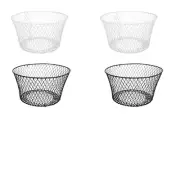 Black and White Wire Basket Round Bowls 4 Pack- Versatile Metal Wire Baskets