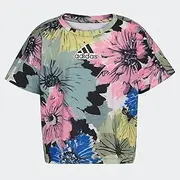 [adidas] Girls Short Sleeve Oversized AOP Logo TEE