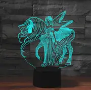 Beauty and Unicorn Shape 3D Colorful LED Vision Light Table Lamp, USB Touch Version