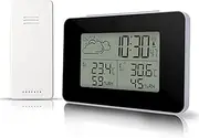 JSEIAJB Digital Atomic Clock Weather Sattion LED Table Clock Temperature Humidity Meter Barometer Desk Watch Alarm Snooze