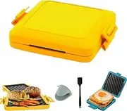 Microwave Toastie Sandwich Maker, Microwave Toastie Maker - Micro Munchy, Microwavable Toastie Maker, Microwave Toaster, Dishwasher Safe & No Electricity & Wireless (Upgrade,Yellow)