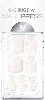Dashing Diva Magic Press Pedicure - Freshwater Pearl | Pedicure Press On Nails | Long Lasting Stick On Gel Nails for Toes | Lasts Up to 7 Days | Contains 26 Stick On Nails, 1 Prep Pad, 1 File