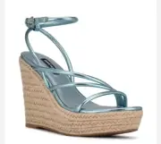 Nine West Wedges Womens Size 8M Hipsta Espadrille Platform Sandal Ankle Strap 4"