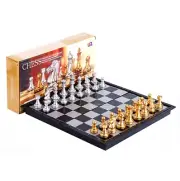 Deluxe Foldable Magnetic Chess Set Gold & Silver Magnet Chess Pieces Checkers