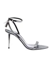 Tom Ford Laminated Hammered Effect Heeled Sandals 36,37.5,38.5,37,38,39,40,36.5 Gray