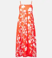 [Juliet Dunn] Juliet Dunn Printed scalloped cotton midi dress UK 14 red