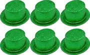 6x Glitter Top Hat Fancy Party Plastic Costume Tall Cap Fun Bulk - Green