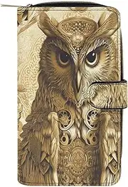 [RTSEBVN] Leather Wallet Multifunction Long Wallet Fashion Owl Pattern Printing Leather Purse with For Women And Men, style, 19.7x11x3.5cm, Leather Wallet