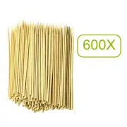600X 20cm ECO Bamboo Skewers Wooden BBQ Catering Skewer Meat Stick Natural