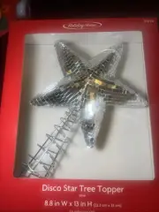 8.8" X 13" Holiday Home Mirrored Disco Star Christmas Tree Topper 5 Point LOOK !