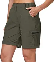 [ChinFun] Women's Stretch Cargo Shorts Lightweight Hiking Shorts Quick Dry Golf Shorts Water Resistant with 6 Pockets