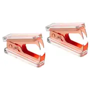 Staple Remover, 2 Pcs Jaw Style Staple Puller Tools with Plastic Box, Rose Gold