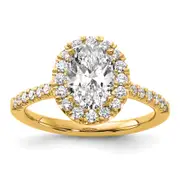 14k Yellow Gold 1/2 Ct. Lab Grown Diamond VS/SI+ G+ 1 1/2 Ct. Center Oval Halo Engagement Ring