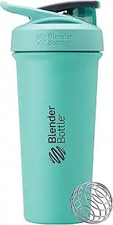 BlenderBottle Strada Sleek Insulated Stainless Steel Water Bottle with Wire Whisk, 25-Ounce, Seafoam