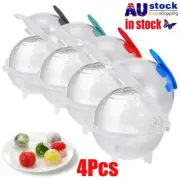 4PCS Large Ice Cube Tray Ball Maker Big Silicone Mold Sphere Whiskey Round Mould