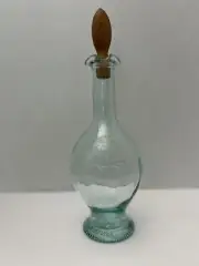 Vintage Italian Mod Dep Banfi Glass Bottle With Wood Cork 11 1/2” Tall