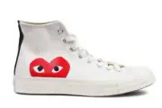 [150205C] Comme des Garcons Play Converse Chuck 70 High Off White Sneakers *NEW*