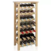 SMIBUY Bamboo Wine Rack, 28 Bottles Display Holder with Table Top, 7-Tier Fre...