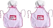 Voniecop 2X Childs Kids Chef Hat Apron Cooking Baking Boy Girl Junior Gift (Pink)