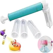 Manual Airbrush for Cakes Glitter Decorating Tools, DIY Baking Cake Airbrush Pump Coloring Spray Gun with 4 Pcs Tube, Kitchen Cake Decorating Kit for Cupcakes Cookies and Desserts (Purple)
