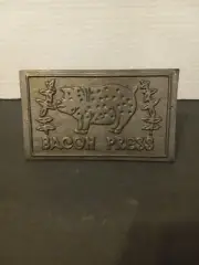 Vintage Cast Iron Bacon Press Wood Handle Pig Design