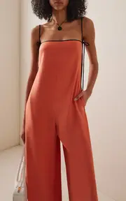 [Temily] Exclusive Summer Bones Roller Silk-Satin Jumpsuit