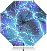 [RPLIFE] Umbrellas for Rain, Windproof Compact Umbrellas, Ideal for Car, Purse, Men and Women, Blue Purple Lightning Ray