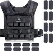 40 lb Weighted Vest - Adjustable Weighted Vest 40 lbs with iron weights. Tone fitness 40 pound weighted vest for men, for women 40lb. For walking, running, rucking. Strength Training Exercise -