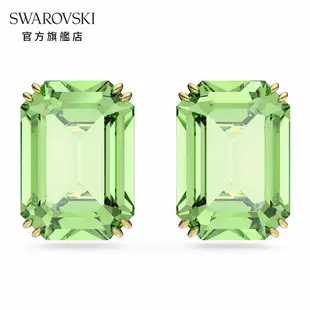 SWAROVSKI 施華洛世奇 Millenia 耳釘八角形切割, 綠色, 鍍金色色調