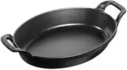 [STAUB] 130 21 23 Enameled Cast Iron Stackable Dish, Oval, 3/4 qt, Black Matte, Each