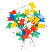 100pcs.set Colorful Flags Push Pins Metal Bulletin Board Message Paper Fixed Needle Pins Map Drawing Thumb Tack Binding Supplies
