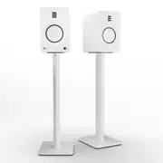 Kanto TUK 260W Powered Bookshelf Speakers with - Pair, Matte White with SP26PLW White Stand Bundle