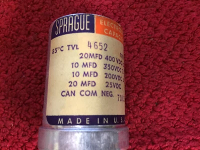TVL-4652 20-10-10-20 MF 400-350-200-25 SPRAGUE TWIST-LOK CAPACITOR NOS