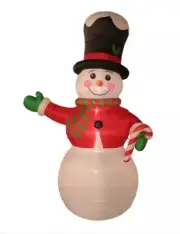 15' Snowman with Top Hat & Candy Cane Winter Wonder Lane Airblown LED Lights